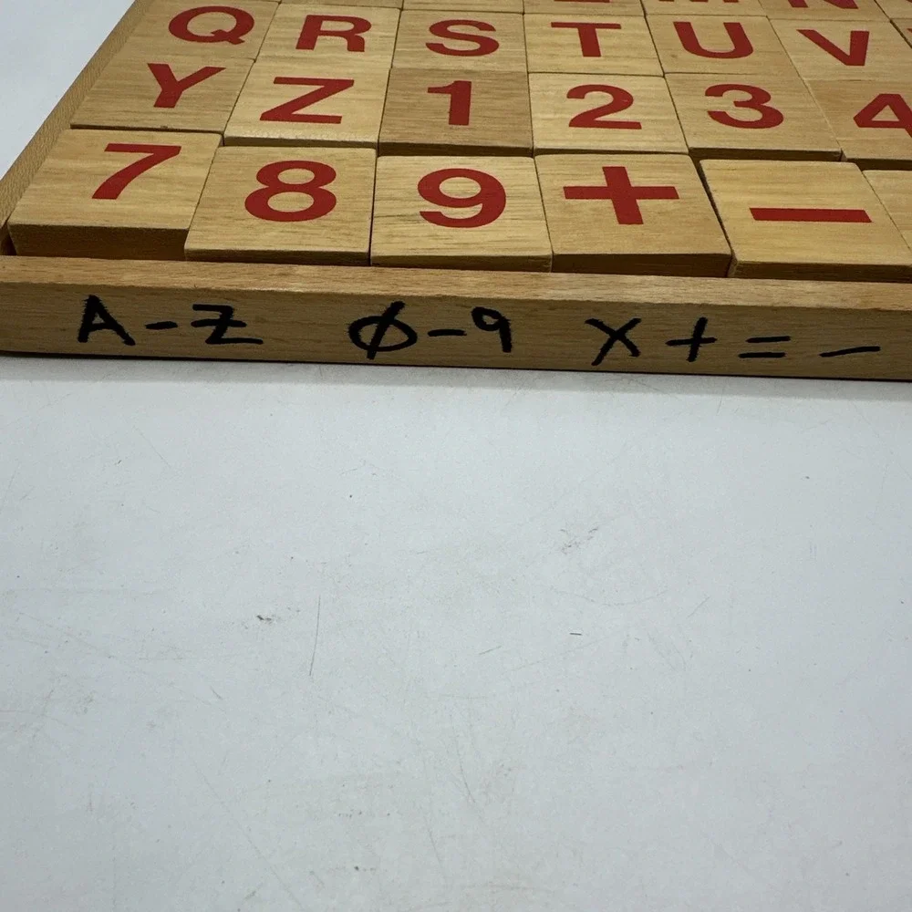 Wooden Alphabet  And Number Tiles 1 1/2